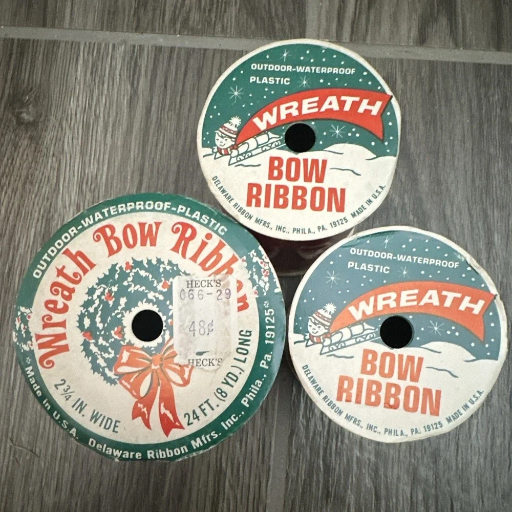 Delaware Ribbon Mfrs., Inc. Wreath Bow Ribbon Plastic Red 2 3/4 in x 24 ft (3)